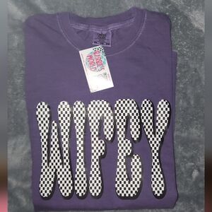 NWT Barbies World "Wifey" Pressed motoblock check Lavender Super Soft Canva XL